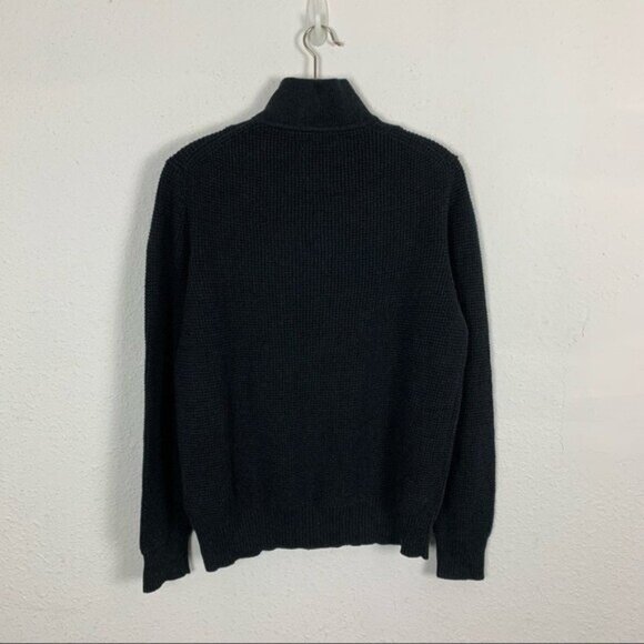 Fossil Mens L Charcoal Wool Blend Quarter Zip Pullover Sweater Classic Fit Warm - Picture 4 of 7